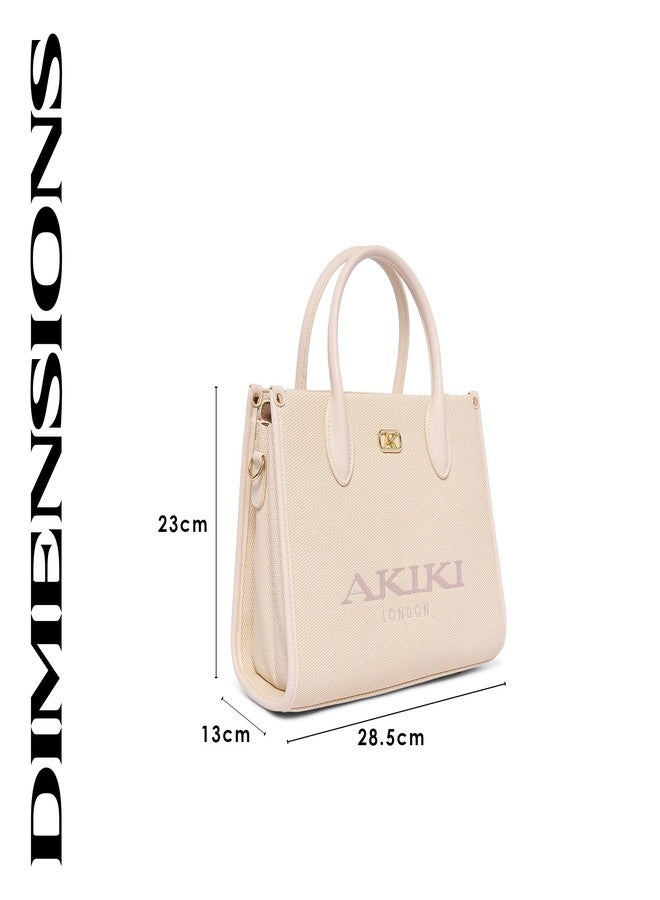 Akiki London Women's Manor 28 Box Satchel Handbag|Premium Textured Fabric|2 compartments|Ladies Handbag for Office - Image 3